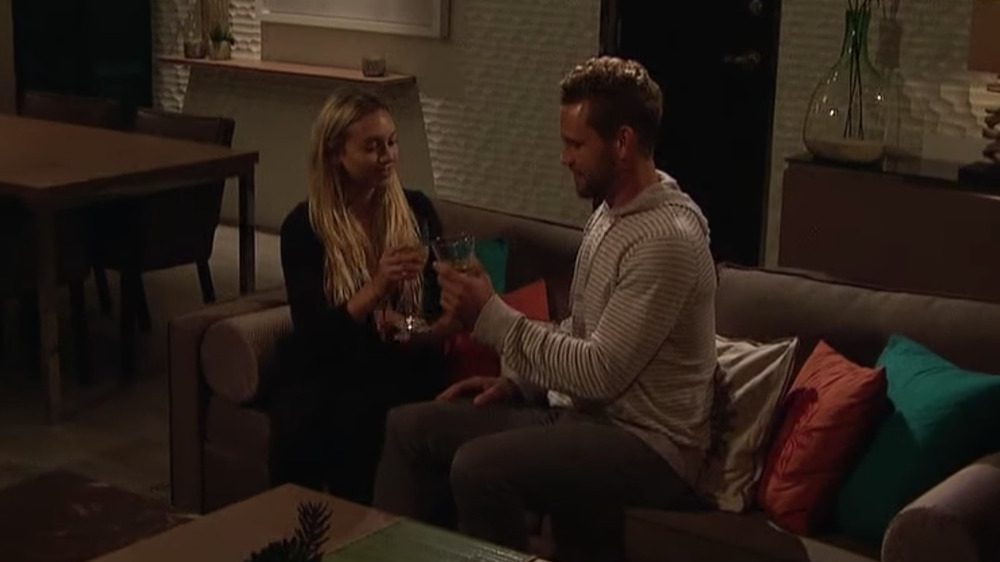 Corinne Olympios visits Nick Viall's room on The Bachelor