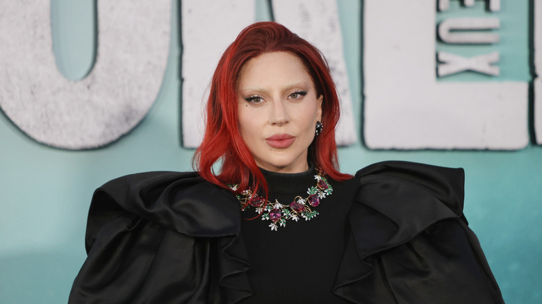 Lady Gaga posing with red hair