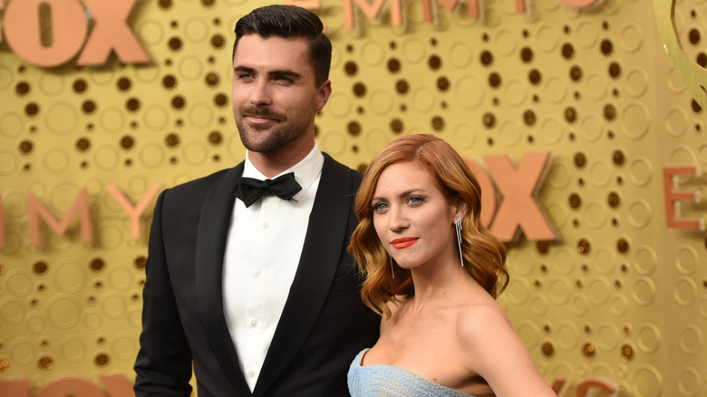 Brittany Snow and Tyler Stanaland posing