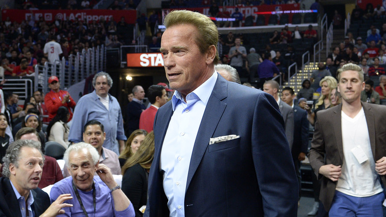 Arnold Schwarzenegger walking