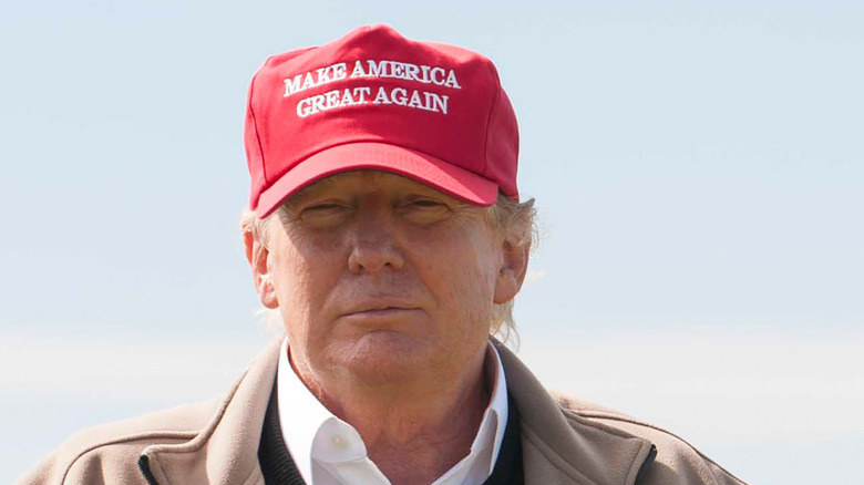 Donald Trump wearing a MAGA hat