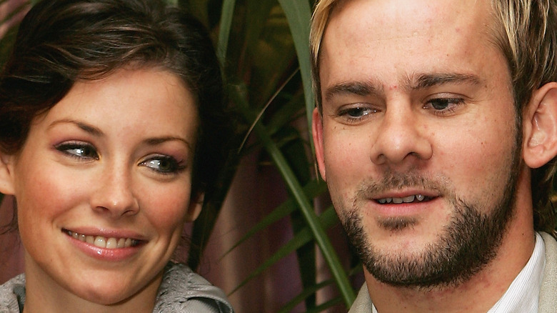 Evangeline Lilly smiling at Dominic Monaghan