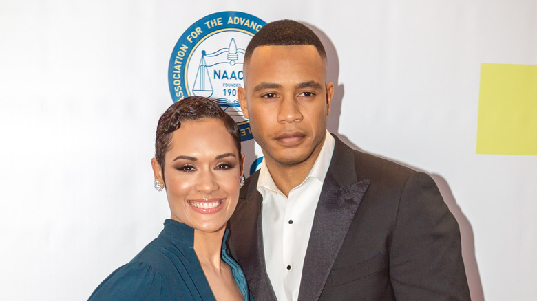Grace Byers and Trai Byers posing at an event