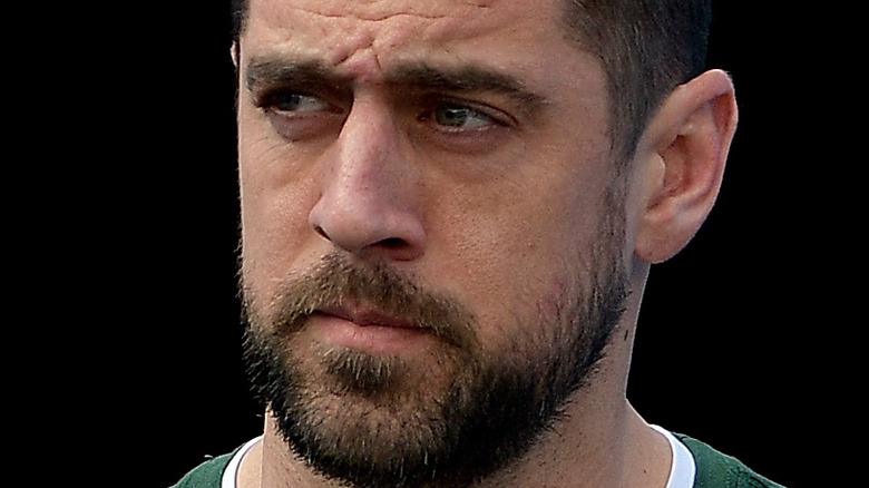 Aaron Rodgers looking upset