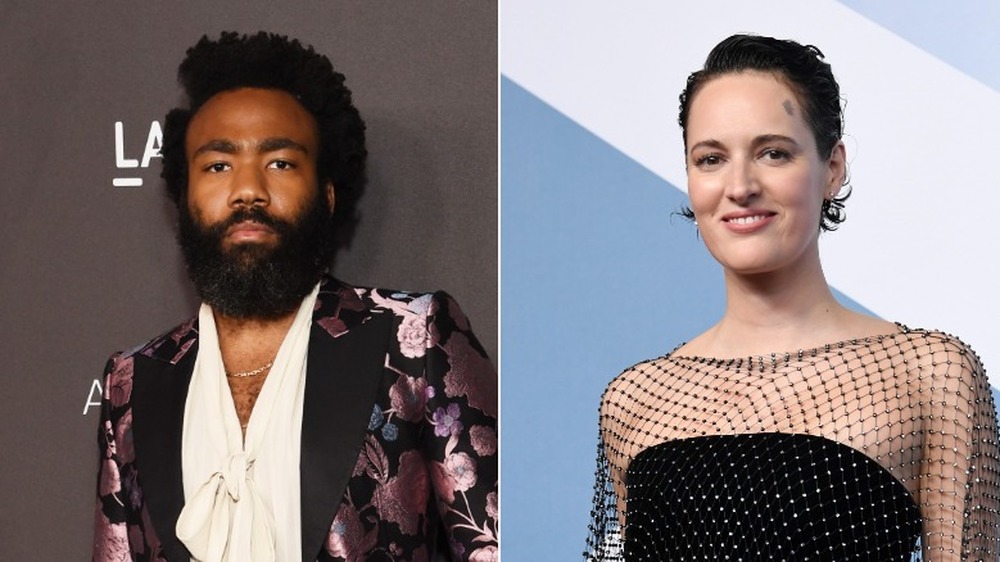 Donald Glover and Phoebe Waller Bridge split image