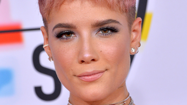 Halsey posing on the red carpet