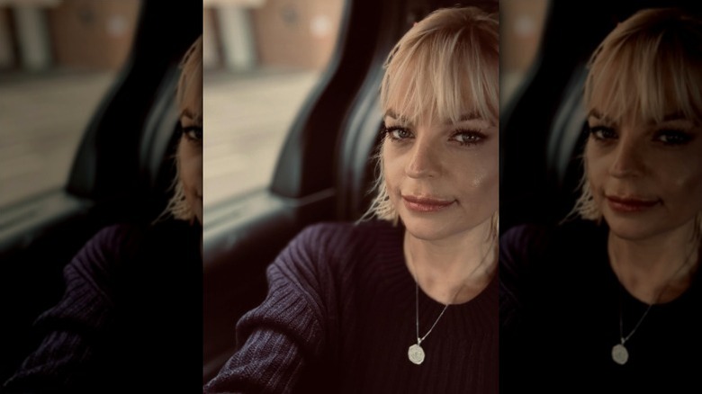 Kirsten Storms takes a selfie in the car.