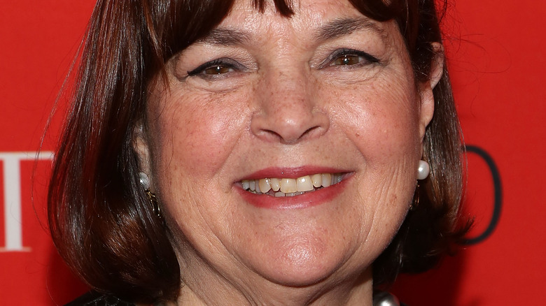 Ina Garten smiles in pearl earrings