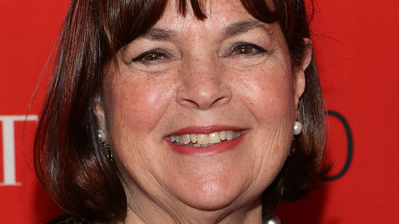 Ina Garten smiles in pearl earrings