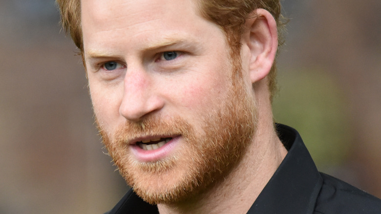 Prince Harry with serious expression