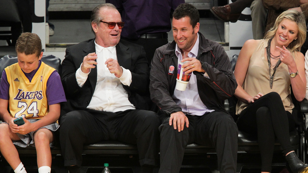 Jack Nicholson with Adam Sandler at basketball game