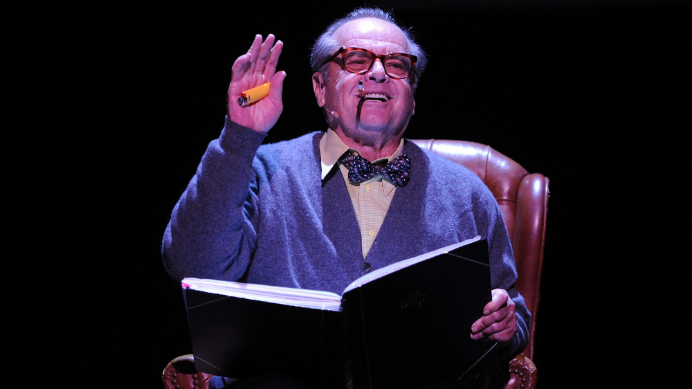 Jack Nicholson on stage, reading