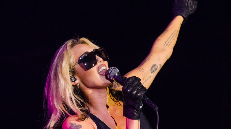 Miley Cyrus performing in 2022