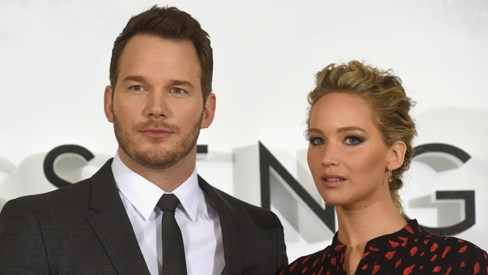 Chris Pratt and Jennifer Lawrence attend a photocall for their film "Passengers" at Claridge's Hotel