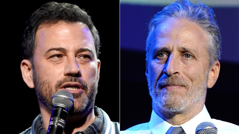 Jimmy Kimmel, Jon Stewart staring