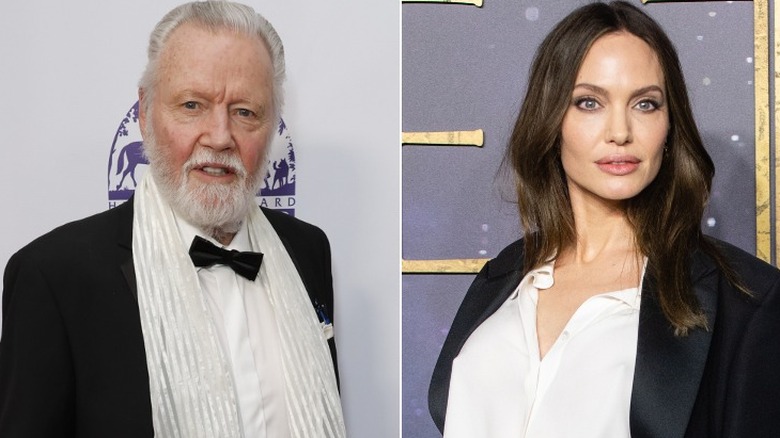 Jon Voight; Angelina Jolie posing 