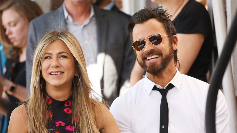 Jennifer Aniston and Justin Theroux laughing