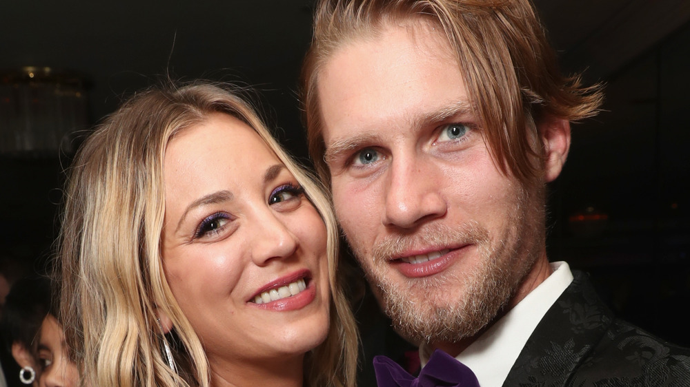 Kaley Cuoco and Karl Cook pose