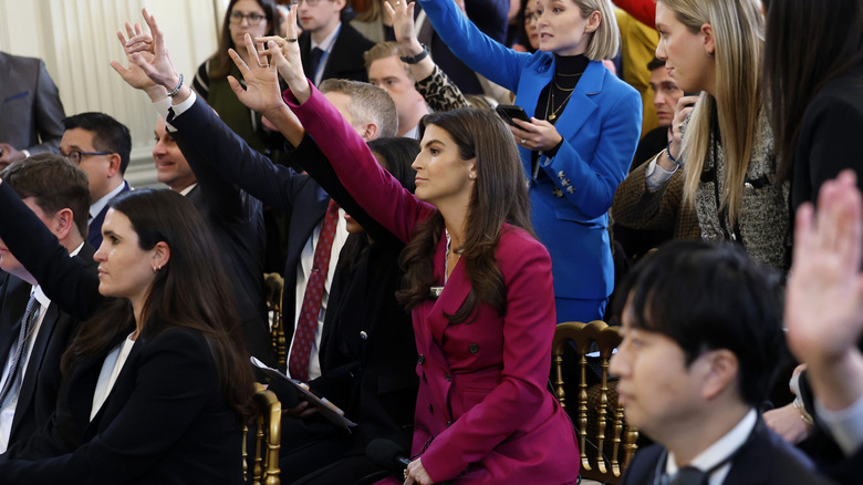 Kaitlan Collins during a press briefing.