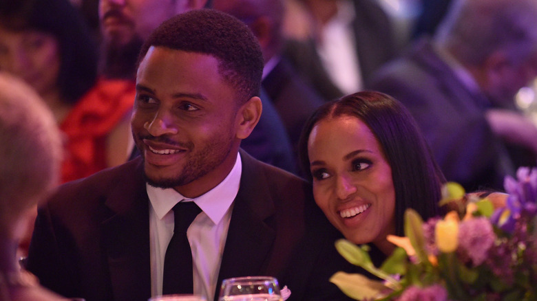 Nnamdi Asomugha and Kerry Washington smiling