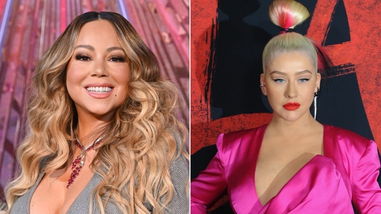 side by side Mariah Carey and Christina Aguilera