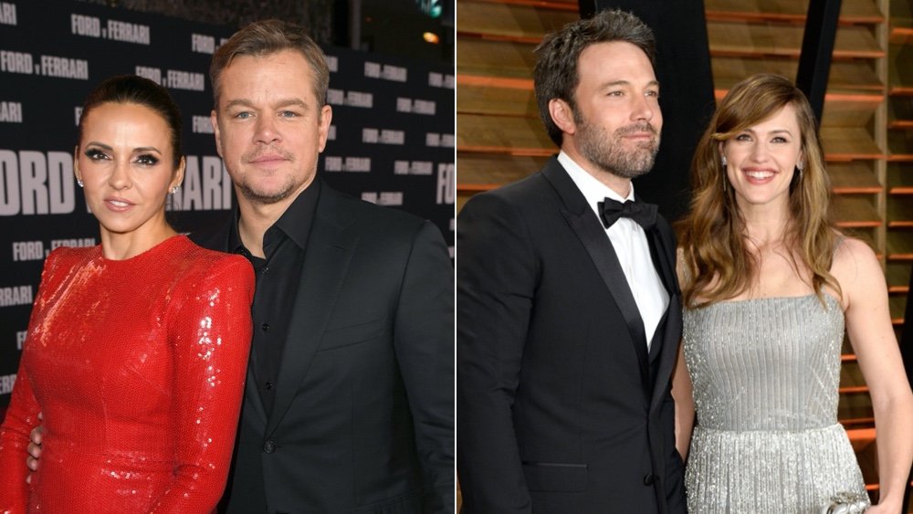Actor Matt Damon and wife Luciana Barroso; actress Jennifer Garner and ex-husband Ben Affleck