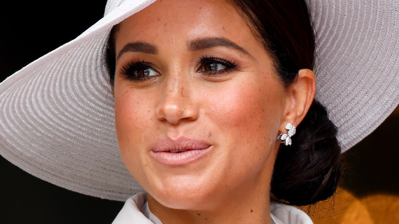 Meghan Markle wearing white hat