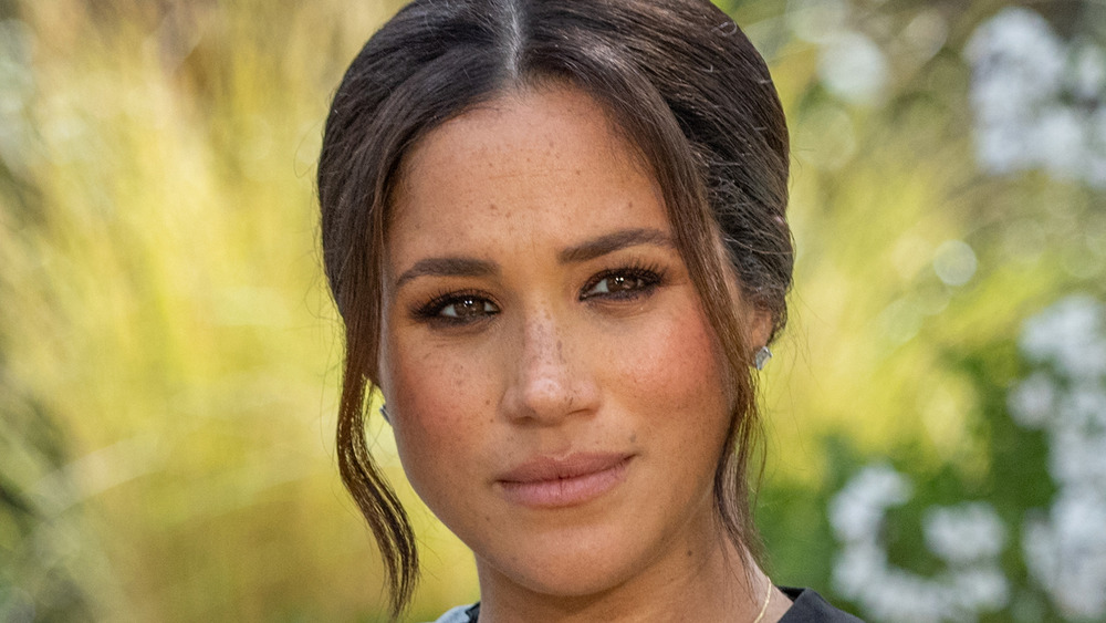 Meghan Markle sitting for her interview with Oprah Winfrey