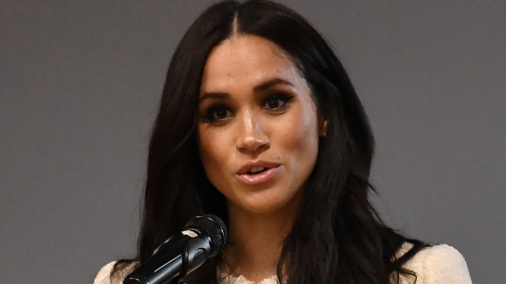 Meghan Markle speaking at a school assembly in 2020