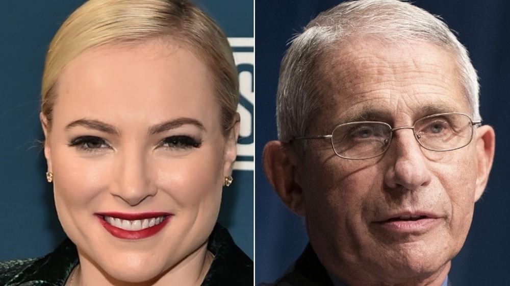 Meghan McCain smiling, Dr. Fauci speaking