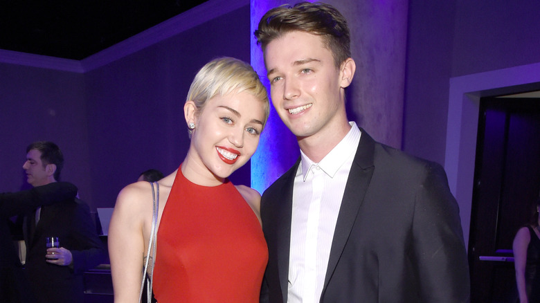 Miley Cyrus posing with Patrick Schwarzenegger