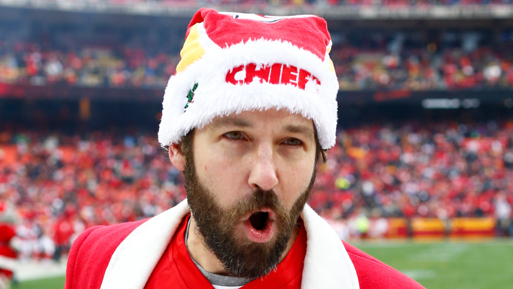 Paul Rudd cheering on the Kansas City Chiefs