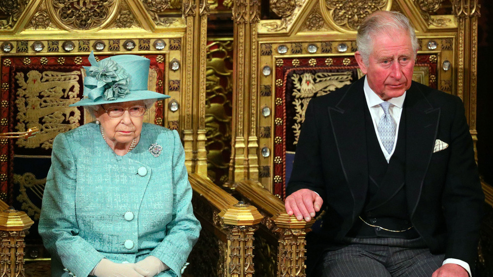 Queen Elizabeth and Prince Charles thrones