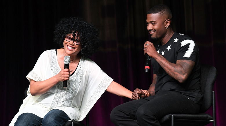 Sonja Norwood and Ray J smiling