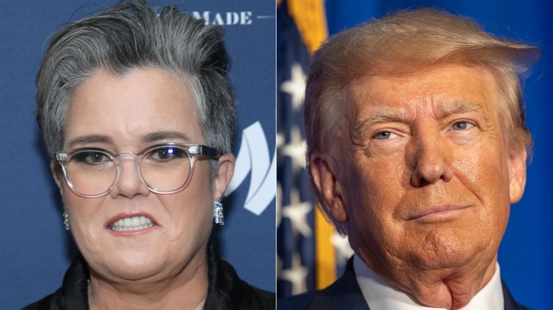 Rosie O'Donnell and Donald Trump side by side