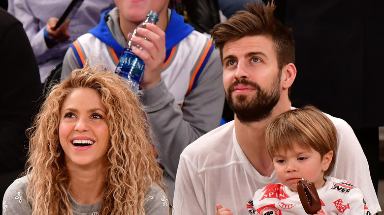 Shakira and Gerard Piqué and their kids