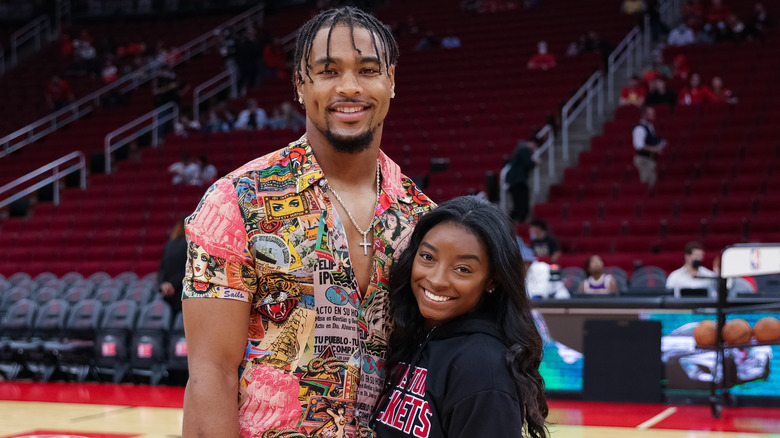 Simone Biles and Jonathan Owens smiling