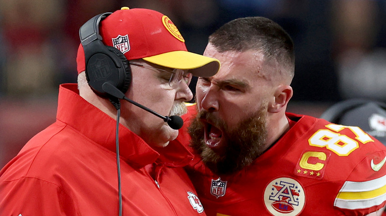 Travis Kelce yelling at Andy Reid