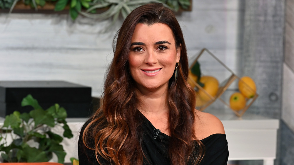 Cote de Pablo sitting