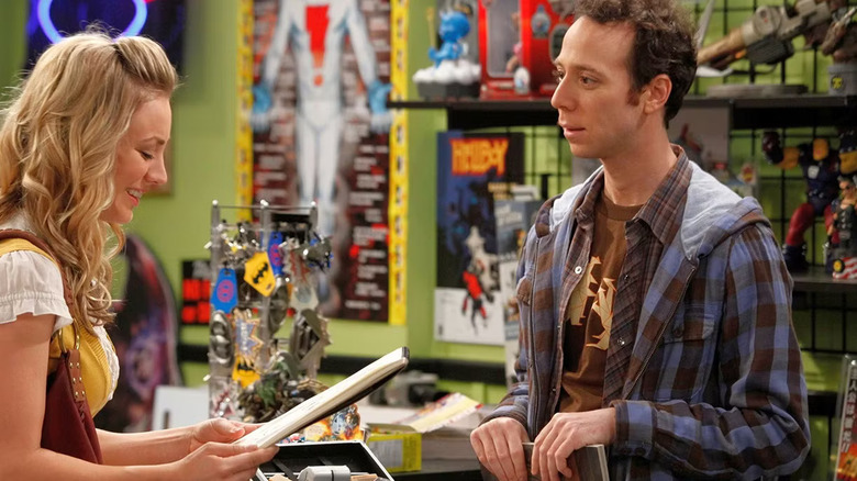 Stuart in the comic book store helping Penny on The Big Bang Theory