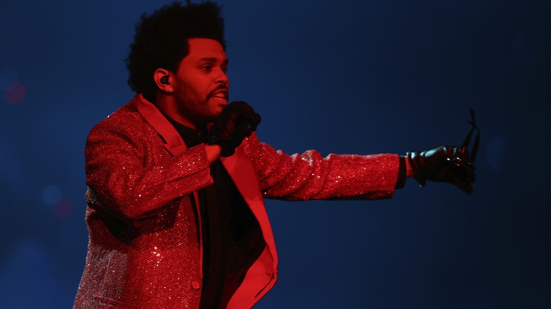 The Weeknd performs at the Super Bowl in 2021