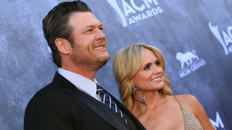 Blake Shelton with Miranda Lambert posing