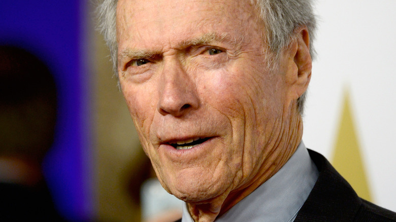 Clint Eastwood speaking with a serious expression