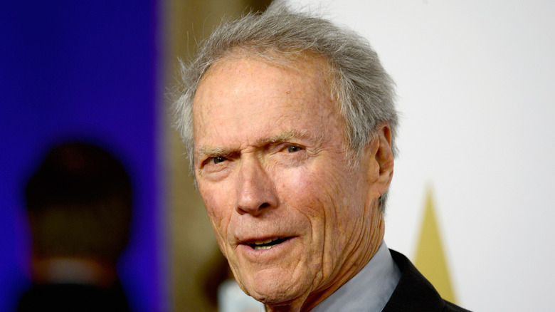 Clint Eastwood speaking with a serious expression