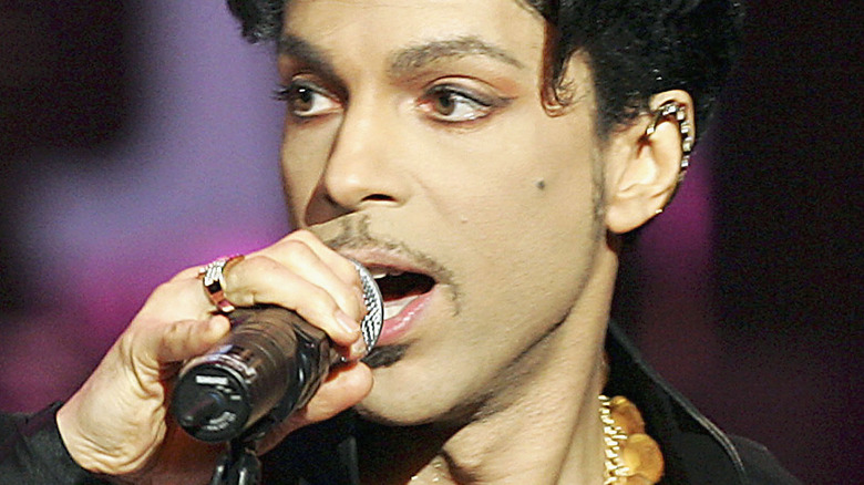 Prince performs on stage