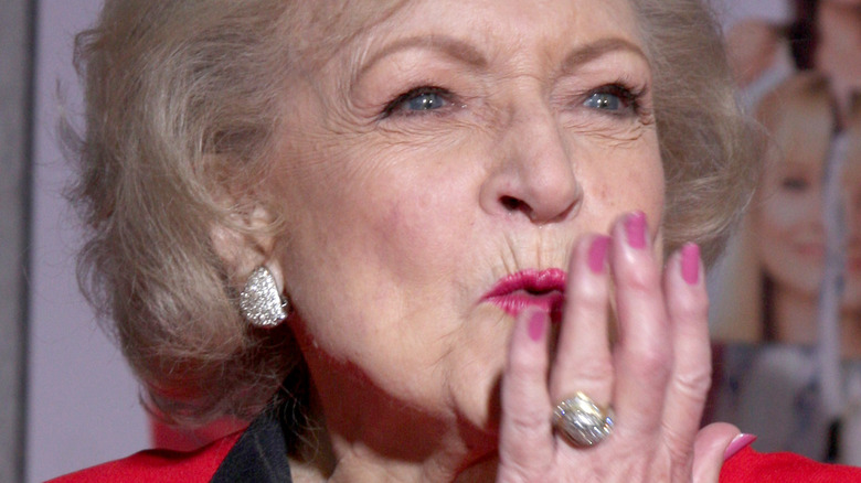 Betty White blowing a kiss