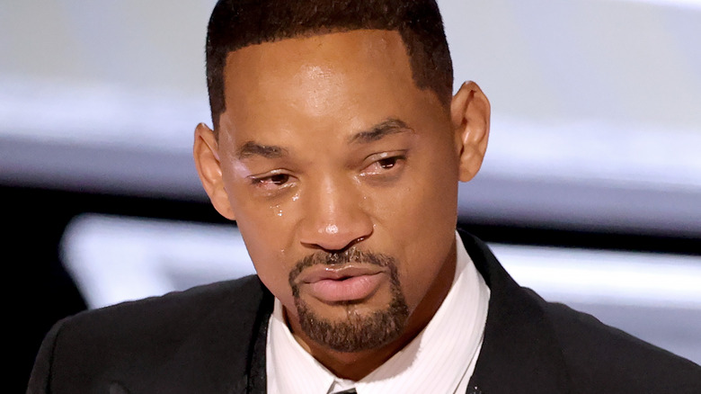Will Smith, weeping onstage at the 2022 Oscars
