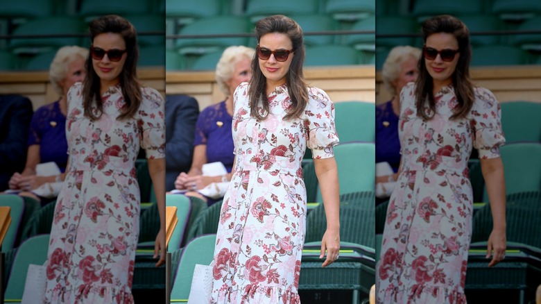 Sophie Winkleman walking in the stands at Wimbledon.