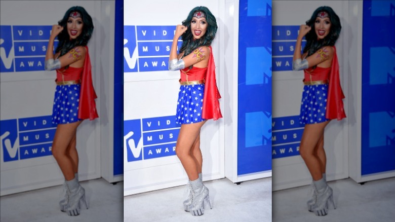 Farrah Abraham wearing a Wonder Woman costume at a VMA red carpet event.