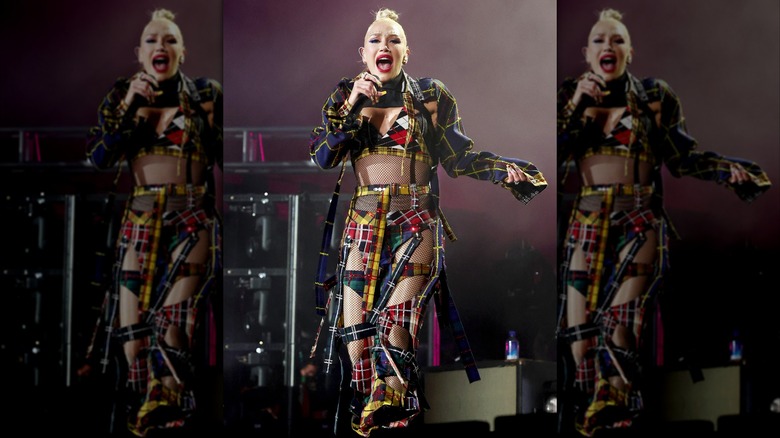 Gwen Stefani plaid outfit Coachella